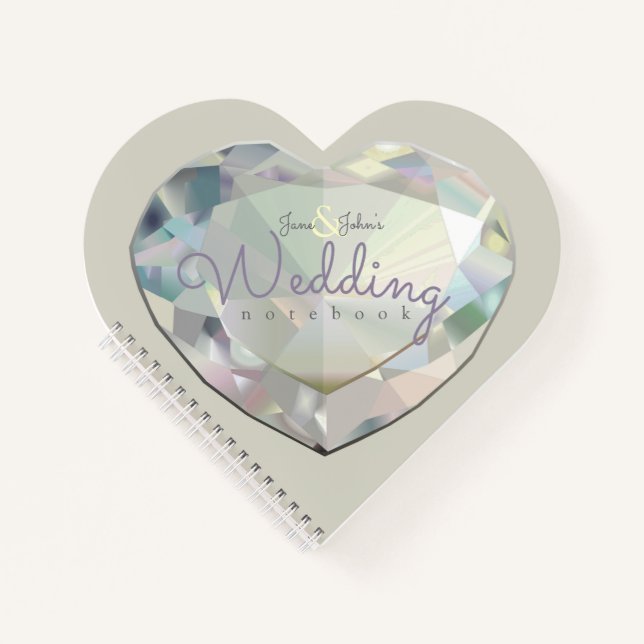 Diamond Heart Vintage Wedding Notes Notebook (Front)