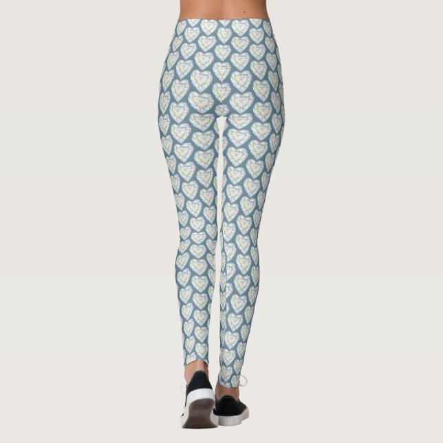 Diamond heart watercolor art leggings (Back)