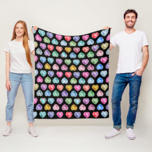 Diamond Heart Watercolor Pattern Cute Pastel Girly Fleece Blanket