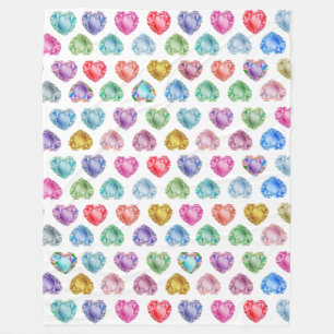 Diamond Heart Watercolor Pattern Cute Pastel Girly Fleece Blanket