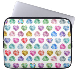 Diamond Heart Watercolor Pattern Cute Pastel Girly Laptop Sleeve