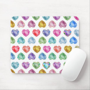 Diamond Heart Watercolor Pattern Cute Pastel Girly Mouse Mat