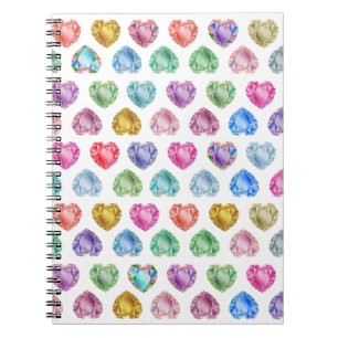 Diamond Heart Watercolor Pattern Cute Pastel Girly Notebook