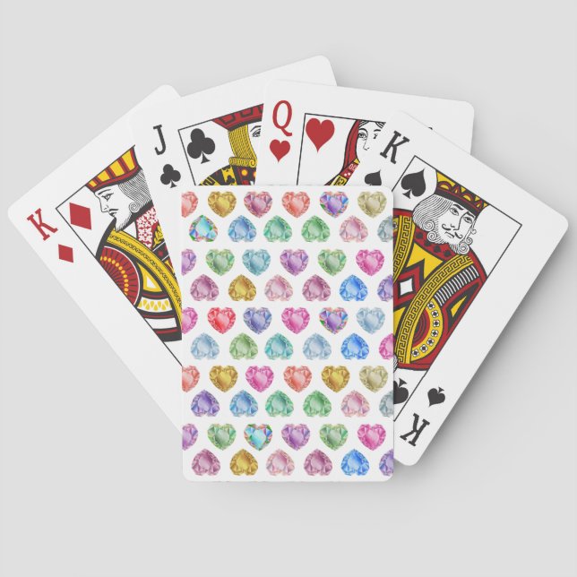 Diamond Heart Watercolor Pattern Cute Pastel Girly Playing Cards (Back)