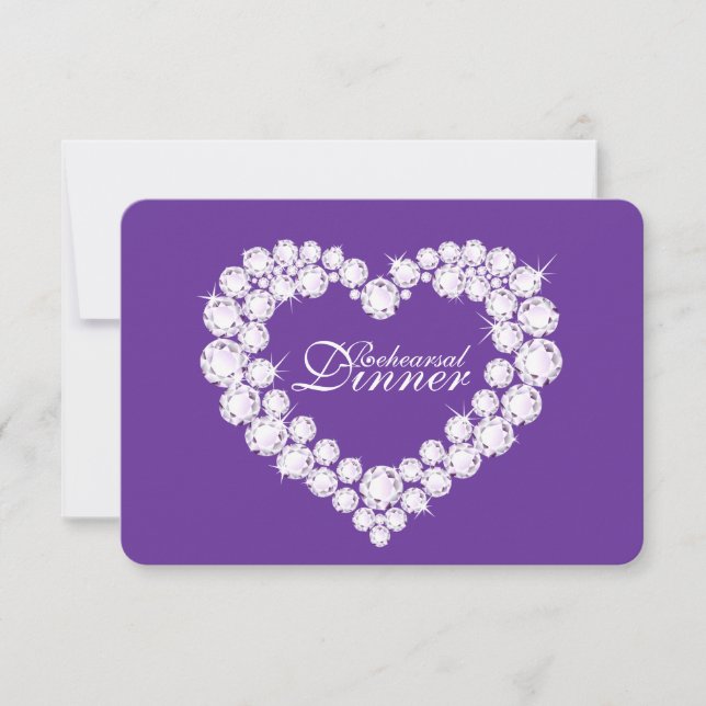 Diamond heart wedding rehearsal dinner invite (Front)