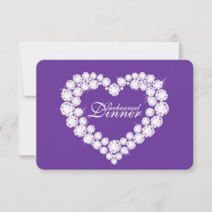 Diamond heart wedding rehearsal dinner invite
