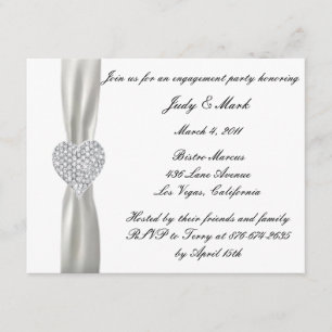 Diamond Heart White Wedding Engagement Party Invit Invitation