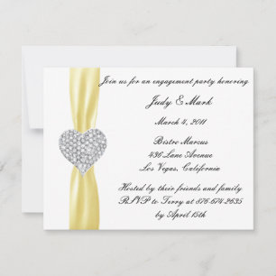 Diamond Heart Yellow Engagement Party Invitation