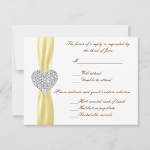 Diamond Heart Yellow Wedding Response Card