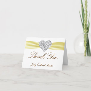 Diamond Heart Yellow Wedding Thank You Card