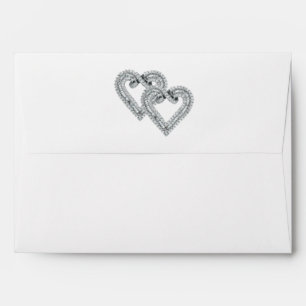 Diamond Hearts Faux Silver Glitter Envelope