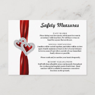 Diamond Hearts Red Ribbon Safety Measures Enclosure Card