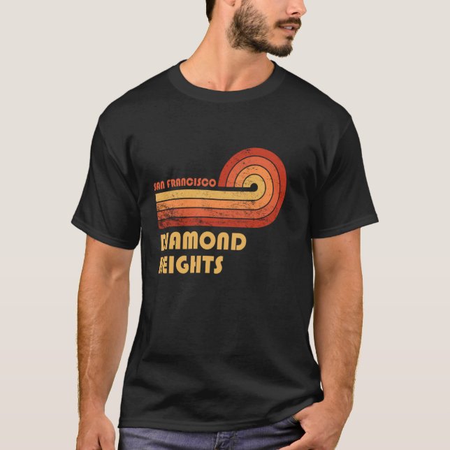 Diamond Heights San Francisco California Retro Vin T-Shirt (Front)