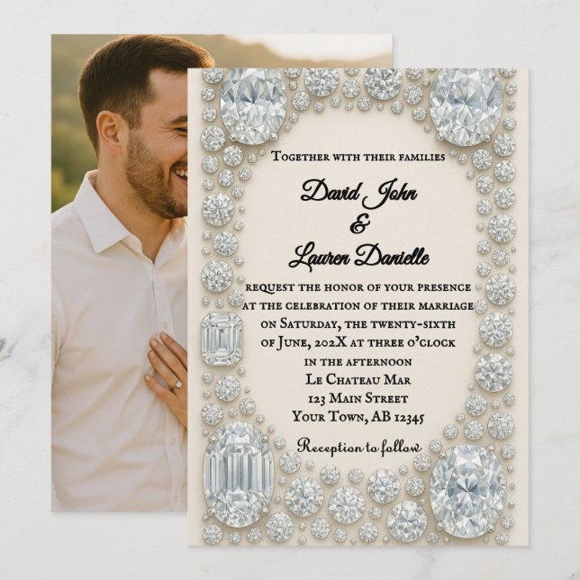 Diamond Heirloom Photo Wedding Invitation (Front/Back)