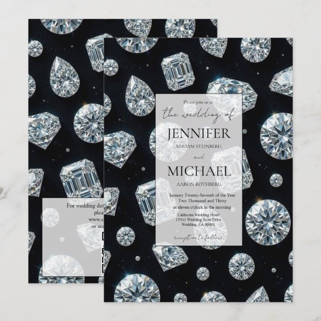 Diamond High End Formal | Luxury QR Code Wedding Invitation (Front/Back)