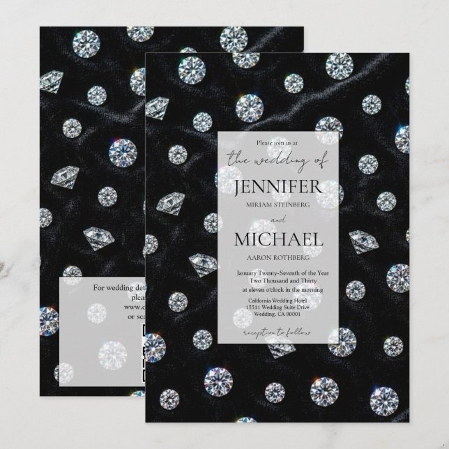 Diamond High End Formal | Luxury QR Code Wedding Invitation (Front/Back)