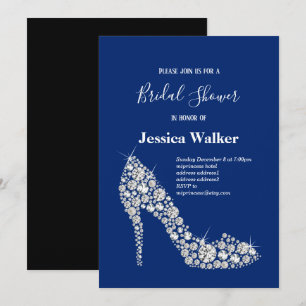 diamond high heels purple elegant bridal shower invitation