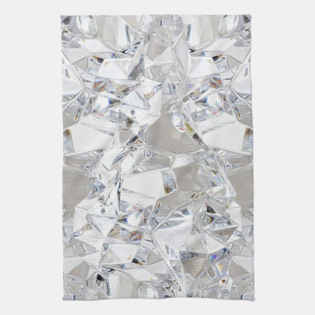 Diamond Ice Crystal Glitz Glam Kitchen Dish Towel (Vertical)