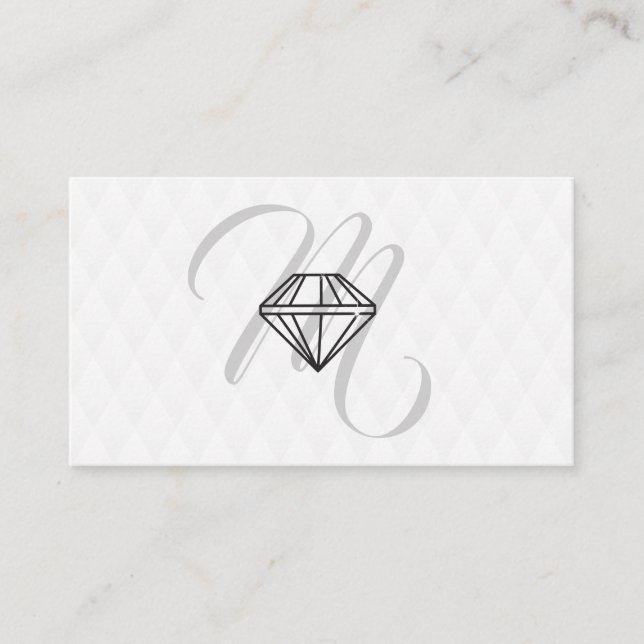 Diamond Icon / Monogram / Plush Diamond Pattern Business Card (Front)