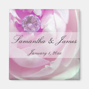 Diamond in a Pink Rose Personal Wedding Magnet
