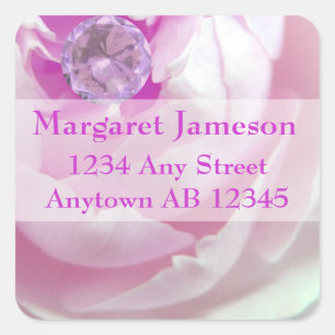 Diamond in Pink Rose Wedding Return Address Label