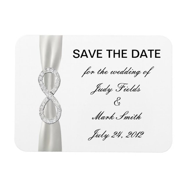 Diamond Infinity WhiteWedding Save The Date Magnet (Horizontal)