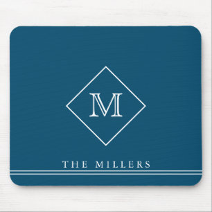 Diamond Initial Monogram, Personalised Navy Blue  Mouse Mat