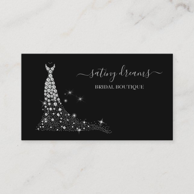 Diamond Jewel Bridal Dress Wedding Boutique Store Business Card (Front)