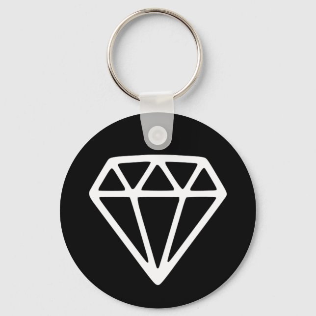 Diamond Jewel Graphic Drawing Simple Minimalist Key Ring (Front)