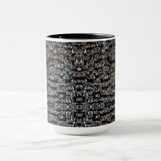 Diamond jewel pattern elegant silver black mug (Center)