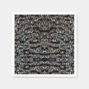 Diamond jewel pattern elegant silver black party napkin