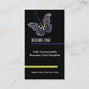 Diamond Jewel Rhinestone Butterfly Business Card