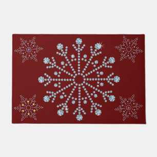 Diamond Jewelled Rhinestone Snowflakes Doormat