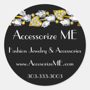 Diamond jewellery-black classic round sticker