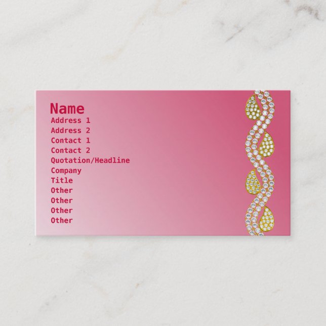 Diamond jewellery-light pink business card (Front)
