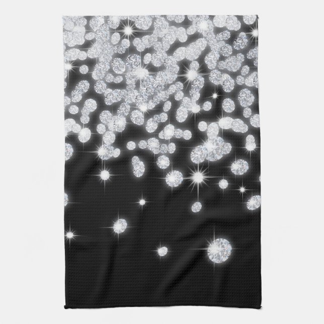 Diamond Jewels Jewellery Glitz Kitchen Dish Towel (Vertical)