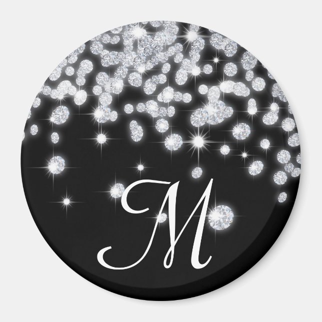 Diamond Jewels Jewellery Monogram Initial Magnet (Front)