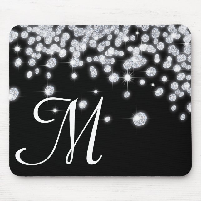 Diamond Jewels Jewellery Monogram Initial Mouse Pa Mouse Mat (Front)