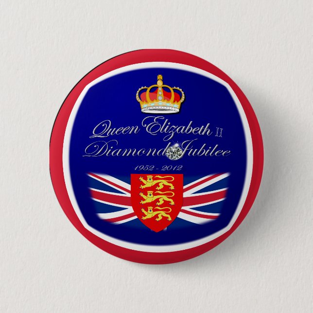 Diamond Jubilee Souvenir ~ button/Pin/badge 6 Cm Round Badge (Front)