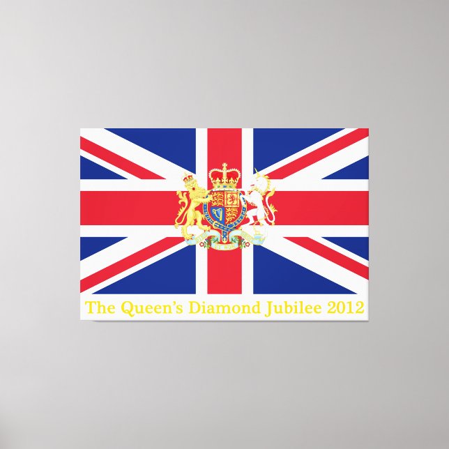 Diamond Jubilee Union Flag and Royal Crest Canvas Print (Front)