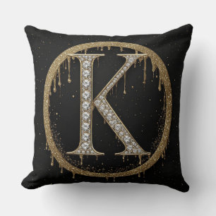 Diamond K Letter Monogram Personal Initial Gift Cushion