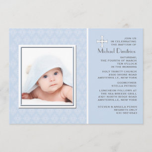 Diamond Lace Blue Photo Invitation