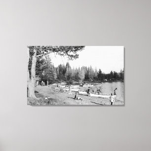 Diamond Lake, Oregon Beach Swimmers Photograph Canvas Print