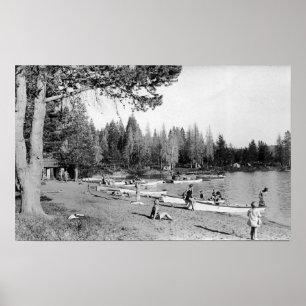 Diamond Lake, Oregon Beach Swimmers Photograph Poster