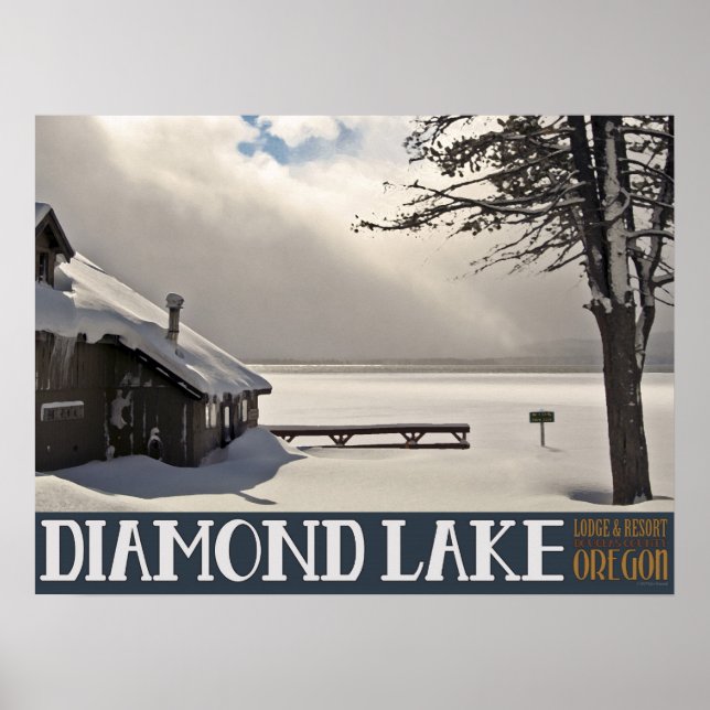 Diamond Lake Winter Marina - No Text Poster (Front)