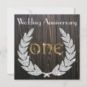 Diamond Laurel & Gold 1st Wedding Anniversary Invitation