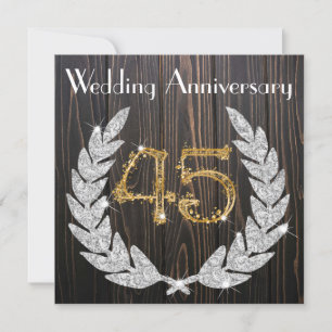 Diamond Laurel & Gold 45th Wedding Anniversary  In Invitation