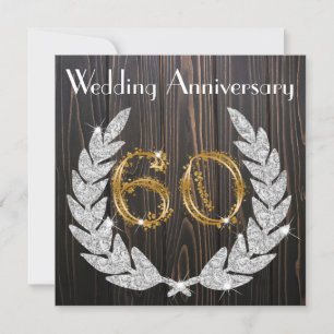 Diamond Laurel & Gold 60th Wedding Anniversary  In Invitation