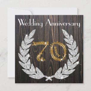 Diamond Laurel & Gold 70th Wedding Anniversary Inv Invitation