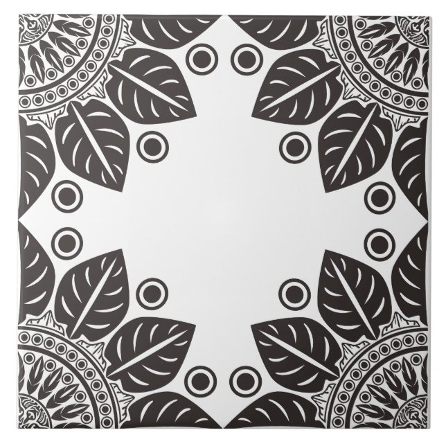 Diamond Leaf Mandala Ceramic Tile (Front)